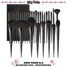Full Makeup Brush Kit 30 Pcs Obsidian Black Eyeshadow Blending Concealer Set