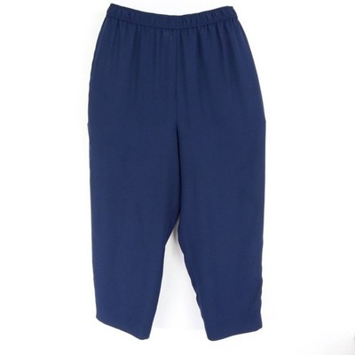 Chaus Dress Pants Womens Size 14 Blue 100% Polyester Elastic Waist Pull On