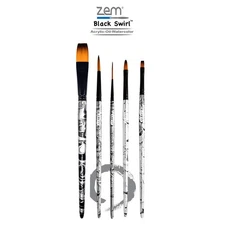 AS-254 Black Swirl Synthetic Combo  Brush Set 5 pcs
