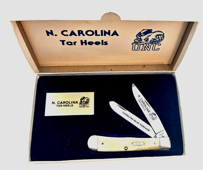 1986 4 Dot Case XX W6254 Trapper White Bone N. Carolina Tar Heels UNC Knife NIB