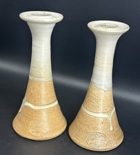 Cady Clay Works 6.5" Drip Glaze Art Pottery Candle Holders Seagrove NC 1988