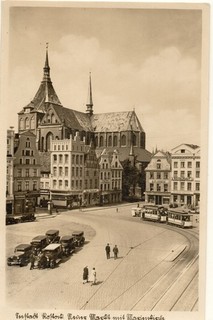 ROSTOCK Markt Heldt u Karl Fanter ristorante 2x pubblicità birra Mahn & Ohlerich 194