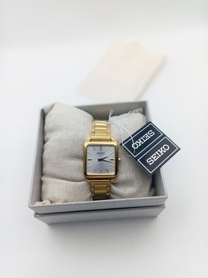 Seiko SWR078 Gold Tone Ladies Quartz Watch 4N30 26mm Silver Dial