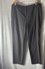 Women's Black Dress Pants Flat Front Straight Leg Button Hook  Eye Accents