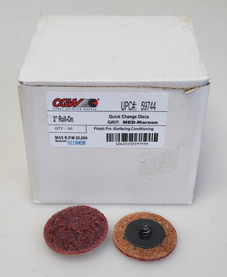 CGW 2'' Roll-On Quick Change Discs 59744 Medium Grit Non-Woven 25,000 RPM 50-Pk