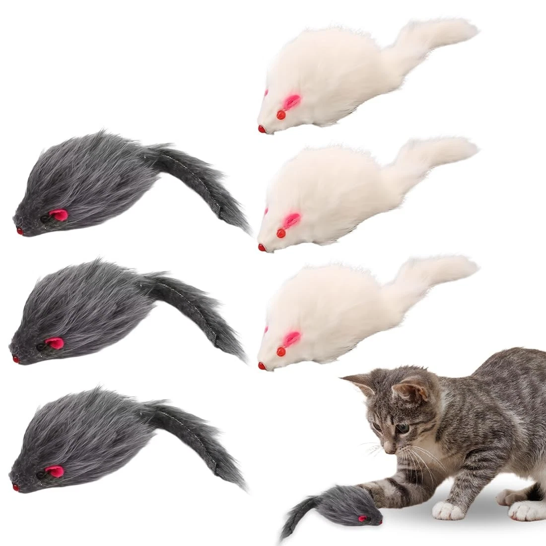 Cat Toy Mice - Set of 6 - Perfect for Living Out Hunting Instinct...