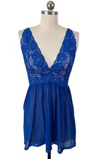 Avidlove Y2K Coquette Whimsigoth Lace Slip Dress Small Blue V-Neck Fairy Grunge