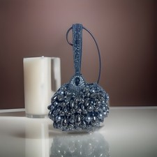 Mary Frances Handbag Wristlet Model Mercury Rising Bombshell Silver Beaded