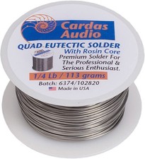 CARDAS AUDIO QUAD EUTECTIC SILVER SOLDER Wire Roll w. Rosin Flux 1/4 Lb  113gram