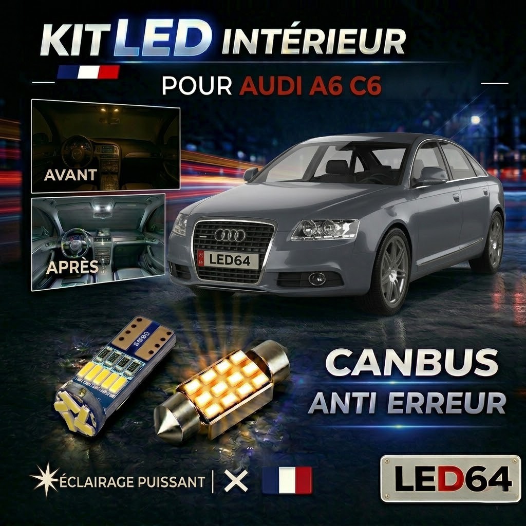 Ampoule LED Audi A6 C6 eclairage interieur blanc plafonnier kit de 19 pieces