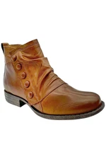 Miz Mooz Women's Lili Ruched Leather Ankle Boots Brandy