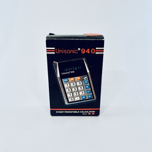 Calculadora de bolsillo Unisonic 940 de colección de 8 dígitos con caja, manuales - ¡ENVÍO GRATUITO! - Imagen 3 de 3