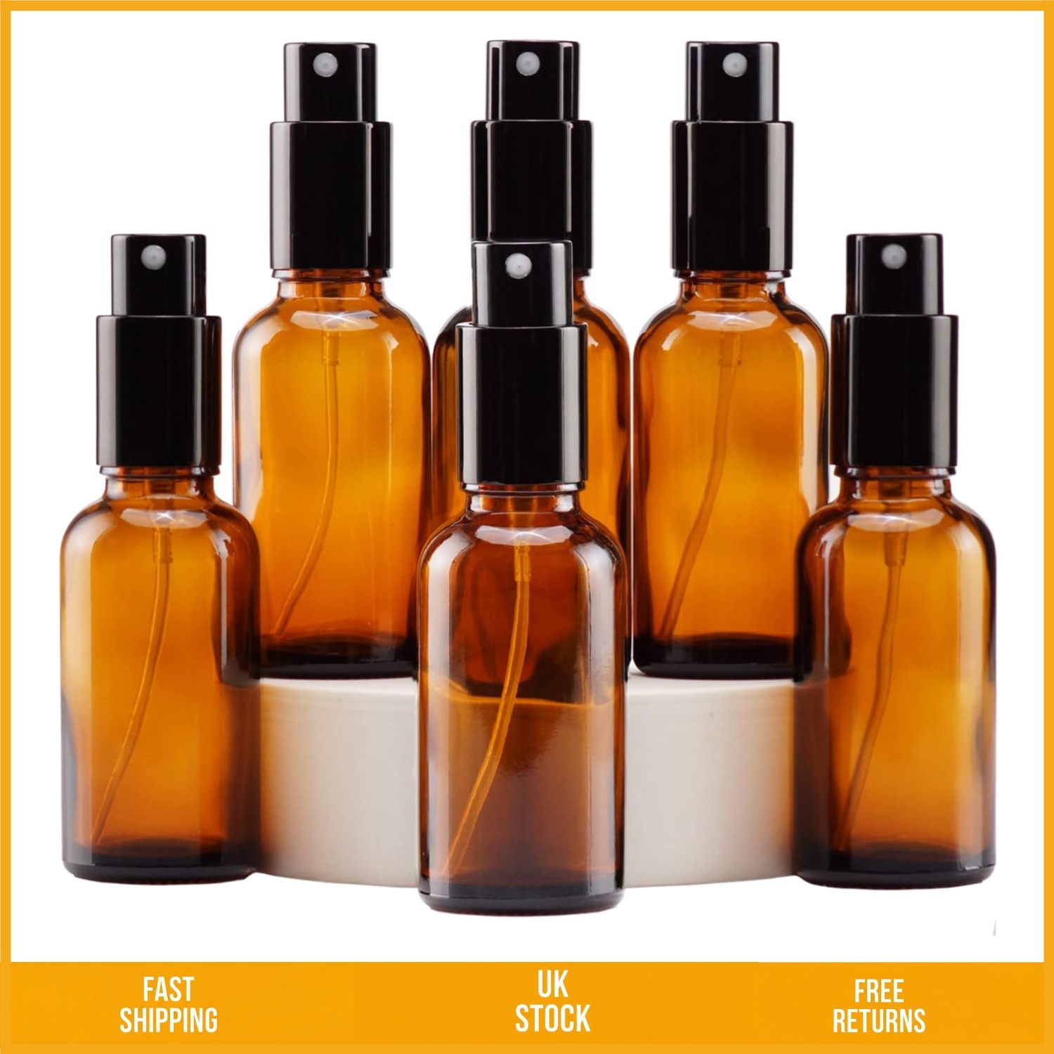 Elegant Amber Glass Fine Mist Spray Bottle Refillable Aromatherapy 30ml 6 Pcs