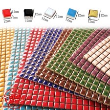 Brueyart 200pc Orange Ceramic Mosaic Tiles 12mm Bulk Square Crafts