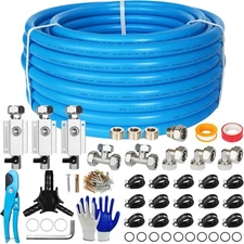 3/4 Inch 110FT Compressed Air Line Kit, Hdpe-Aluminum Shop Air Line Kit, Garage 
