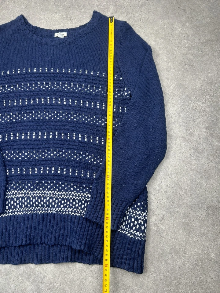 L.L.Bean Pull tricot ajoure Bleu marine et blanc Col rond XL (417) - Photo 2/4