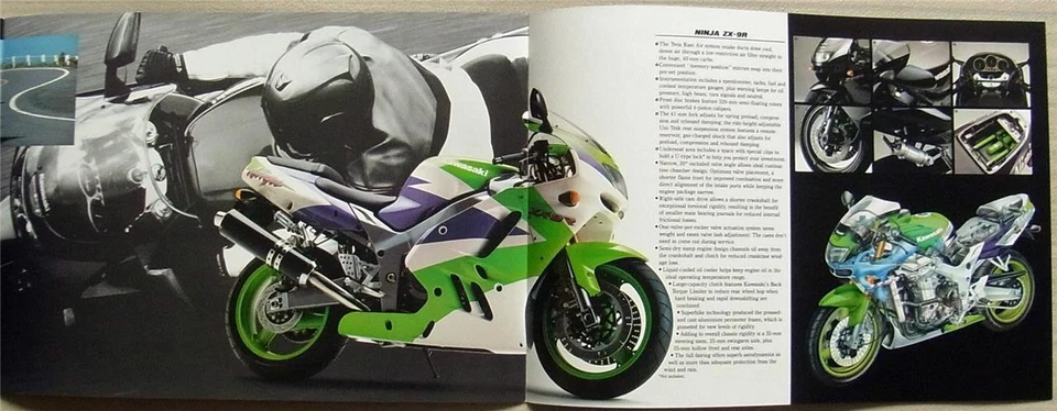 KAWASAKI NINJA ZX-9R MOTORCYCLE Sales Brochure 1995 #99949-1004 ALL-E IV-VIII - Image 3 of 3