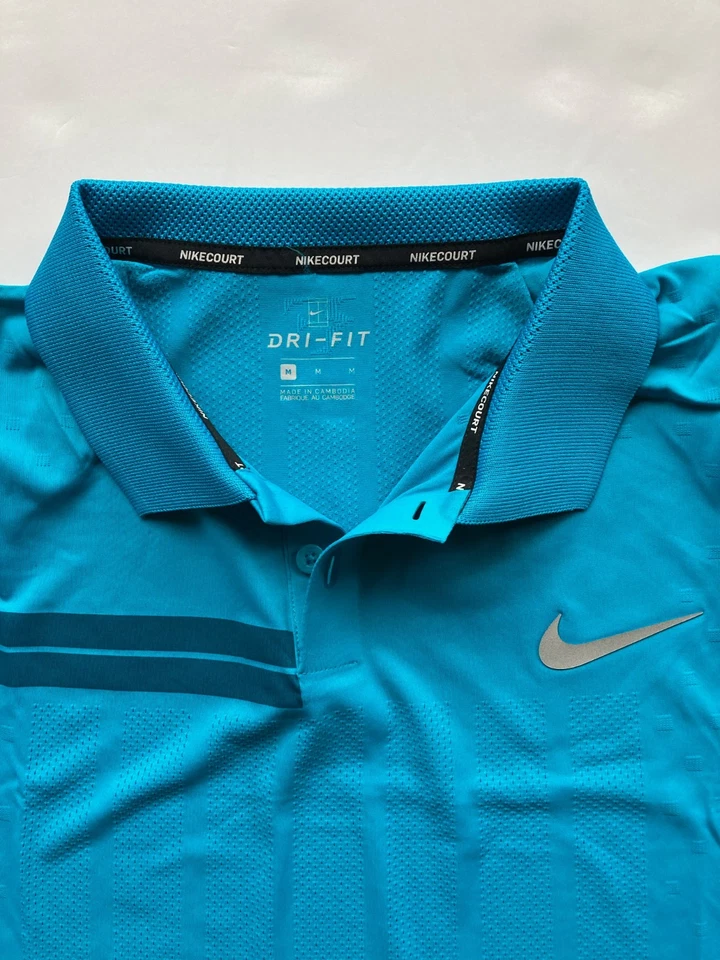 Nike Federer RF Stuttgart 2018 Zonal Cooling Tennis Polo Shirt M Blue 888202-430 - Image 4 of 4