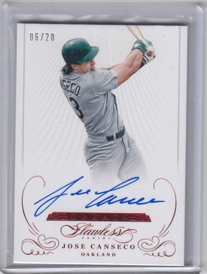 2016 Jose Canseco Panini Flawless Greats Foil RED AUTO /20 - JC Oakland A's