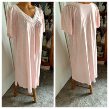 CAROLE HOCHMAN PINK FLORAL W/ LACE COMFY 100 COTTON NIGHTGOWN SZ XL