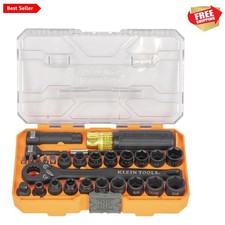 Professional 28-piece Knect Pass Through Impact Socket Set With 90-tooth Ratchet
