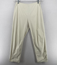 EILEEN FISHER Pants S Stretch Twill Organic Cotton Tapered Ankle Off White