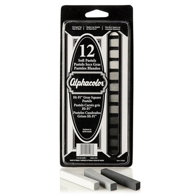 Alphacolor Soft Square Pastels, 7 Hi-Fi Gray Tones, 12 Pastels per Set (145003)