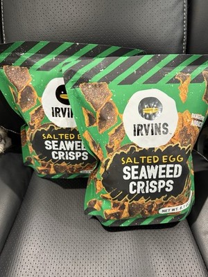 2 Irvins Salted Egg Seaweed Crisps Big Bag, 8.1oz/230g Ea Exp 11/2026
