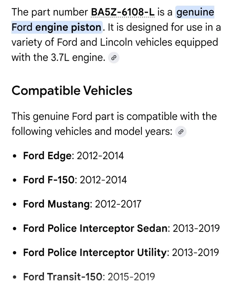 Pistón de motor original Ford BA5Z-6108-L Foto 4 de 4