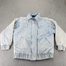 Gitano Jacket Womens Small Light Blue Denim Puffer Vintage 80s 90s Floral