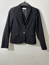 Calvin Klein Black Two-Button Single-Breasted Lined Blazer Jacket Size 6