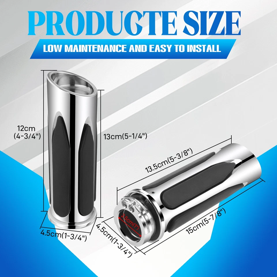 Chrome 1" Motorcycle Handlebar Hand Grips For Harley Road King Fatboy Breakout — 第 3/4 张图片
