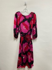 Talbots Size 14 Black Red/Pink Flowers Ladies Dress