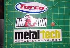 Torco Metaltech NoBull Stickers Decals Assorted Vinyl Automotive Offroad Logo