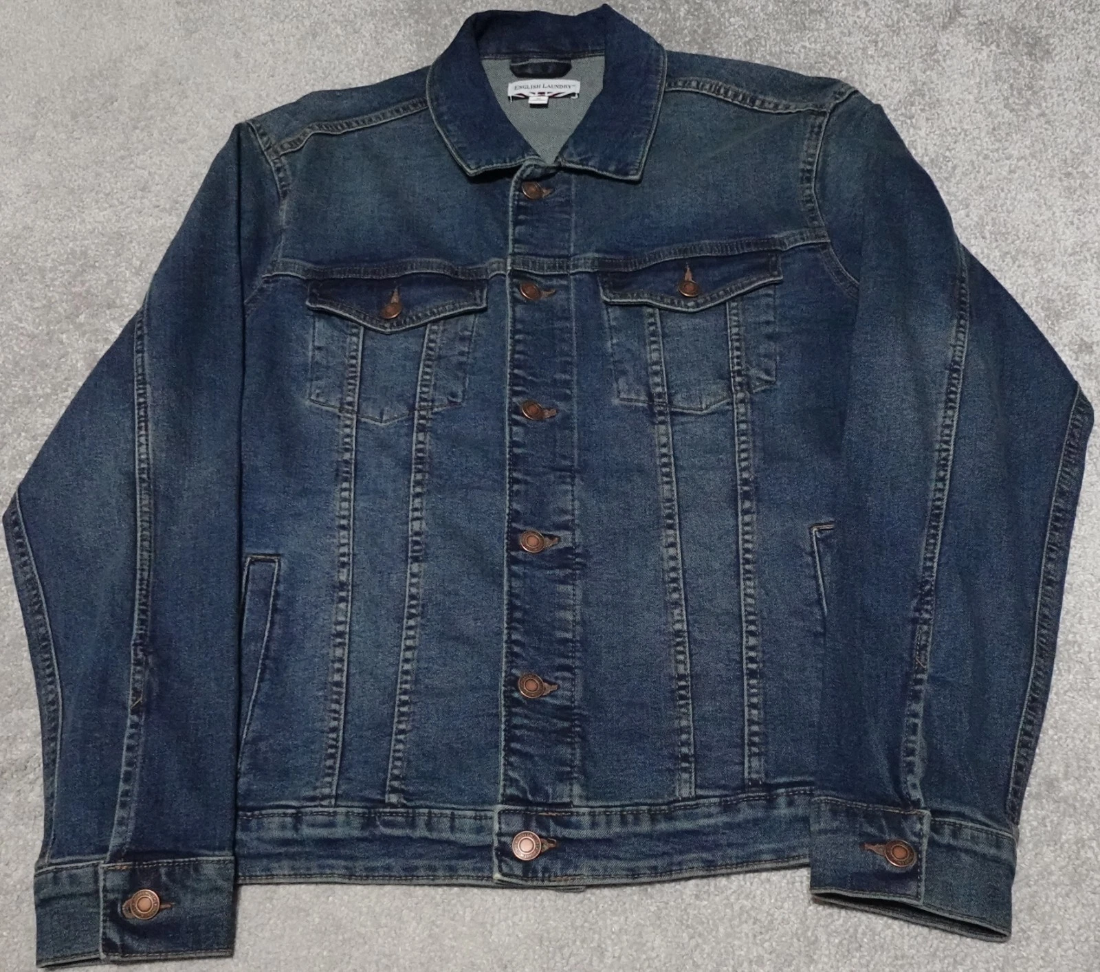 English Laundry Denim Trucker Jacket Men's Medium Blue Medium Washed Casual