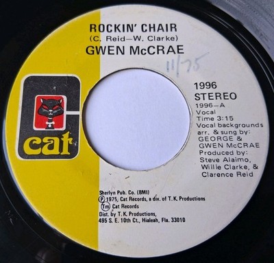 Gwen McCrae - Rockin' Chair / It Keeps On Raining Vinyl 45 - 1975 Cat