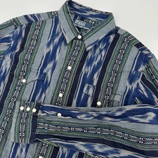 Polo Ralph Lauren Shirt Mens Medium Native Southwestern Cowboy Aztec Pearl Snap
