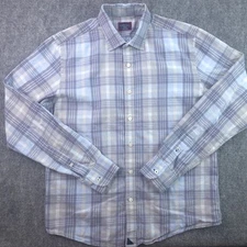 Untuckit Shirt Medium Im Fit Blue Gray Plaid Long Sleeve Button Up Cotton 