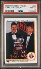 1990 UD FRENCH #209 ANDY MOOG/REGGIE LEMELIN PSA 8