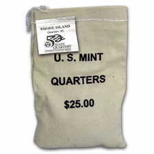 2001-P Rhode Island Statehood Quarter $25 Sealed Mint Bag BU