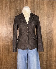 Vintage Banana Republic Herringbone Blazer Linen Wool Brown Women s Size 2