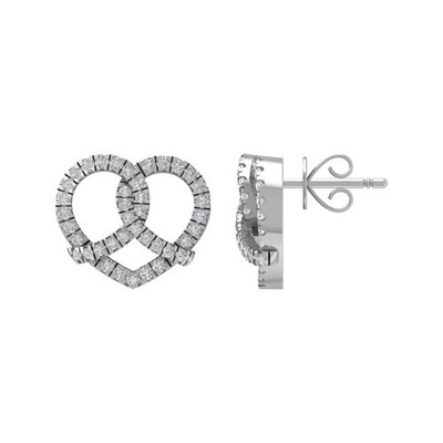 Herz-Ohrstecker 14 Karat Weißgold 0,325 kt im Labor gezüchteter Diamant für Damen