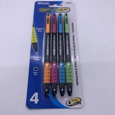 Bazic Oil Gel Pens Spyder Medium Point Cushion Grip 4 Ct Multi colored Grips 