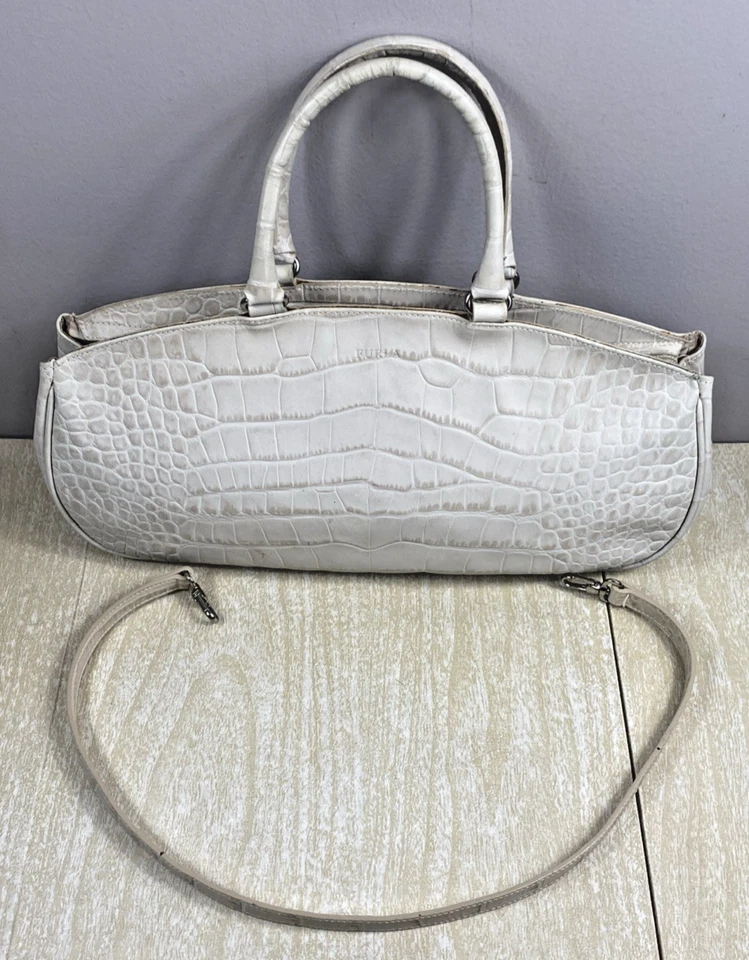 Bandolera/bolso de hombro Furla de cuero de cocodrilo blanco en relieve Hobo Italia Foto 2 de 4