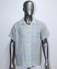 Vintage 1950/60s Check Cotton Loop Collar Shirt PILGRIM SEARS Size L Made in USA