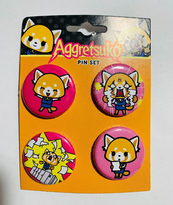Sanrio AGGRETSUKO BUTTON PIN SET 4pcs - New