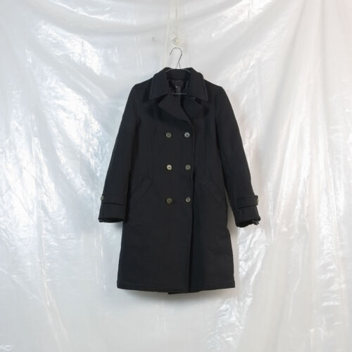 ROBE DE CHAMBRE COMME DES GARCONS black boiled polyester double breasted  coat M