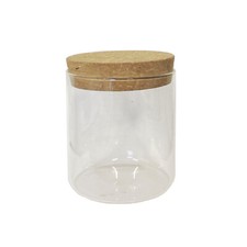 Image of Small Glass Canister with Cork Stopper Lid Airtight Spice Jars Food Storage UK