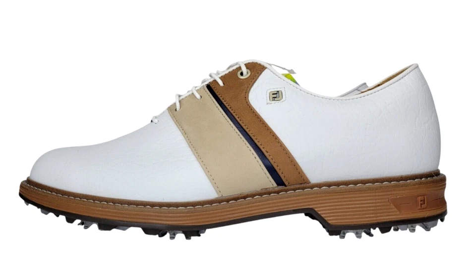 NUEVO- Zapatos de Golf FootJoy Dryjoys Premiere Series Packard LX Blanco/Caqui 10 M Foto 4 de 4
