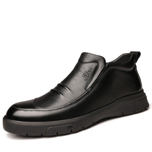 Men's Cowhide Leather Shoes Round Toe Plain Breathable Non-slip Wear-resistant S - 第 4/8 張圖片